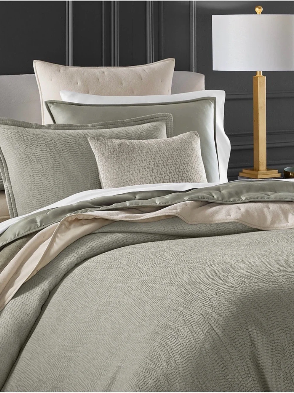 Hotel Collection Macy’s Refraction Full Queen Duvet Cover set shams Gray NEW